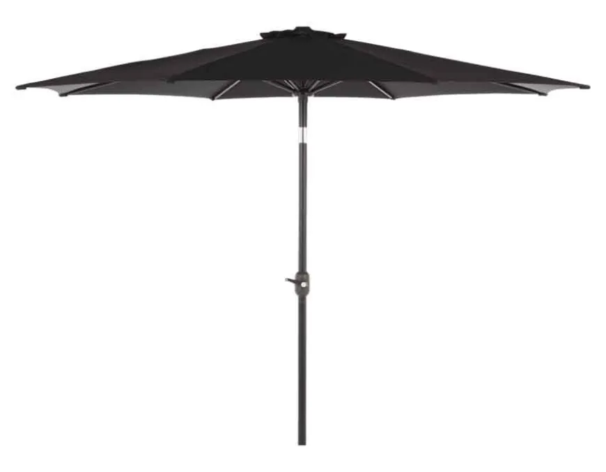 Alu parasol m/krank og tilt - Ø 3 meter - Sort