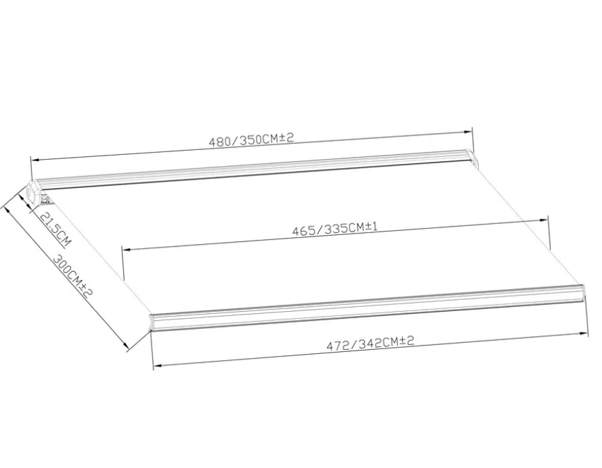 Bøg Markise - m/motor & LED-lys - 4,8 x 3 m - Hvid/Beige