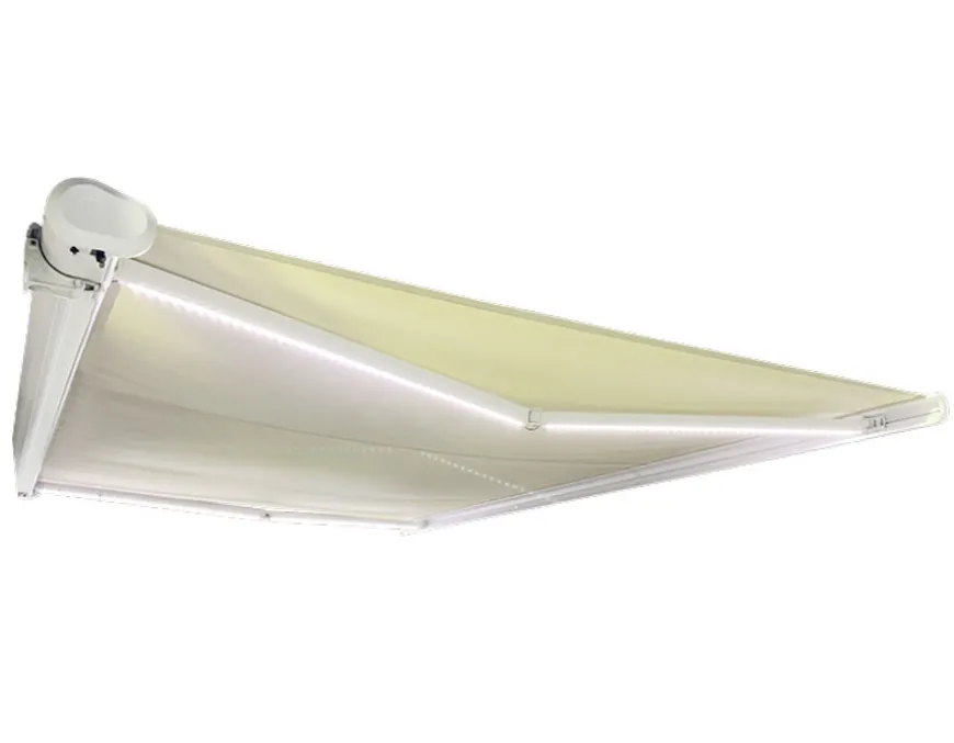 Bøg Markise - m/motor & LED-lys - 4,8 x 3 m - Hvid/Beige