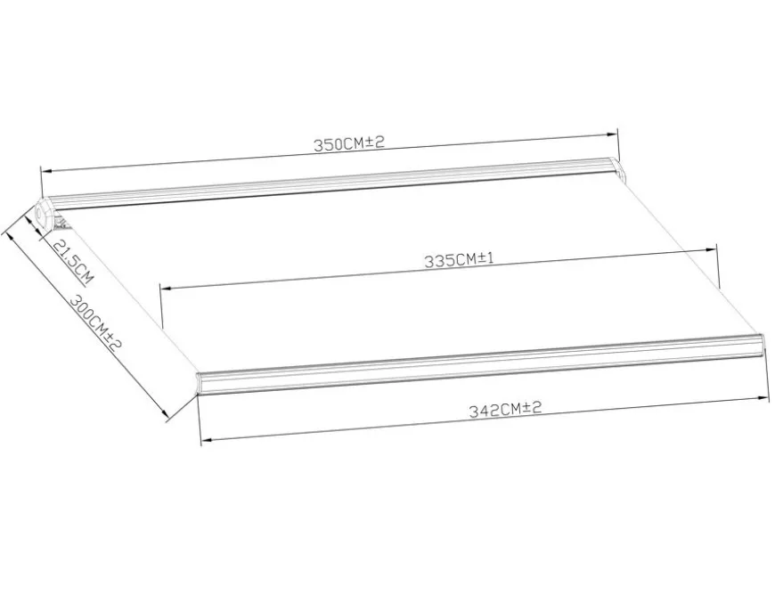 Bøg Markise - m/motor & LED-lys - 3,5 x 3 m - Grå/Grå