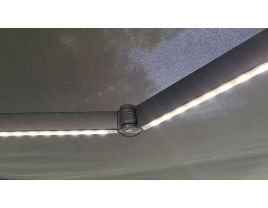 Bøg Markise - m/motor & LED-lys - 4,8 x 3 m - Grå/Grå