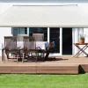 Bøg Markise - m/motor & LED-lys - 3,5 x 3 m - Hvid/Beige