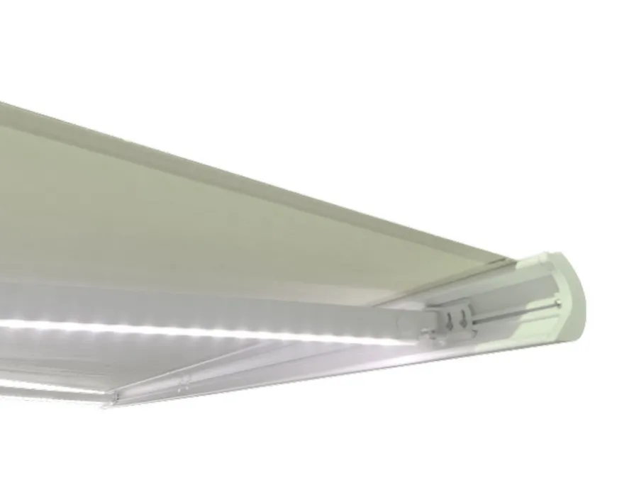 Bøg Markise - m/motor & LED-lys - 3,5 x 3 m - Hvid/Beige
