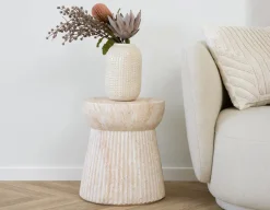 Bolette Sidebord m/riller - Ø37 x 43 cm - Natur