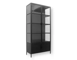 Brande Vitrineskab i Metal - 92x40x201,5 cm - Sort