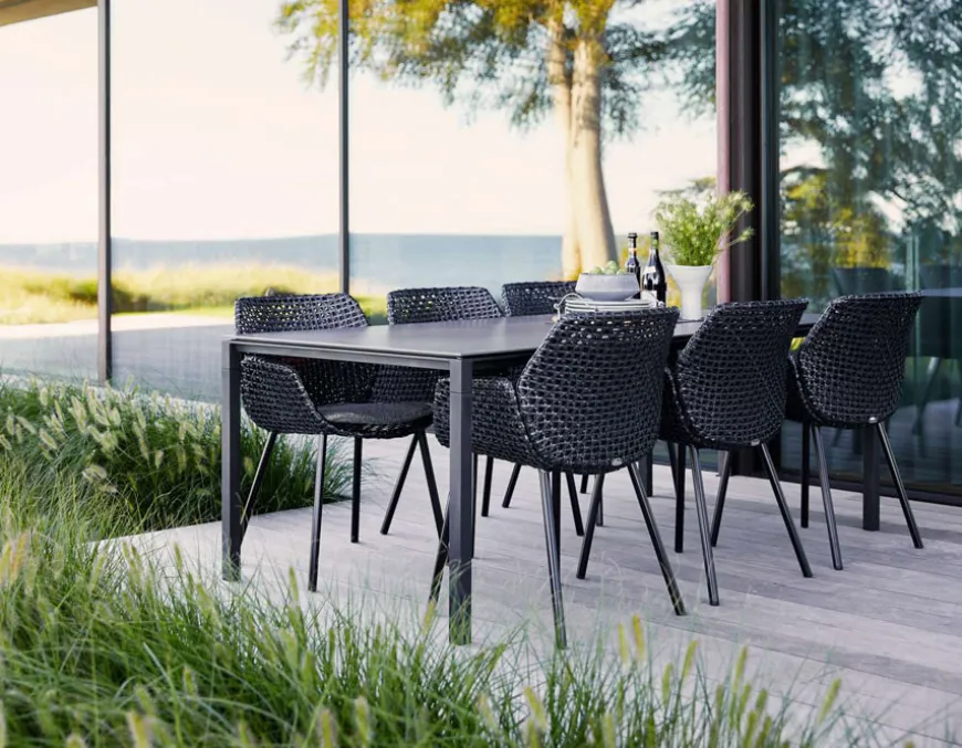 Cane-line Pure Havebord 100x200 cm - Lavagrå m/sort bordplade