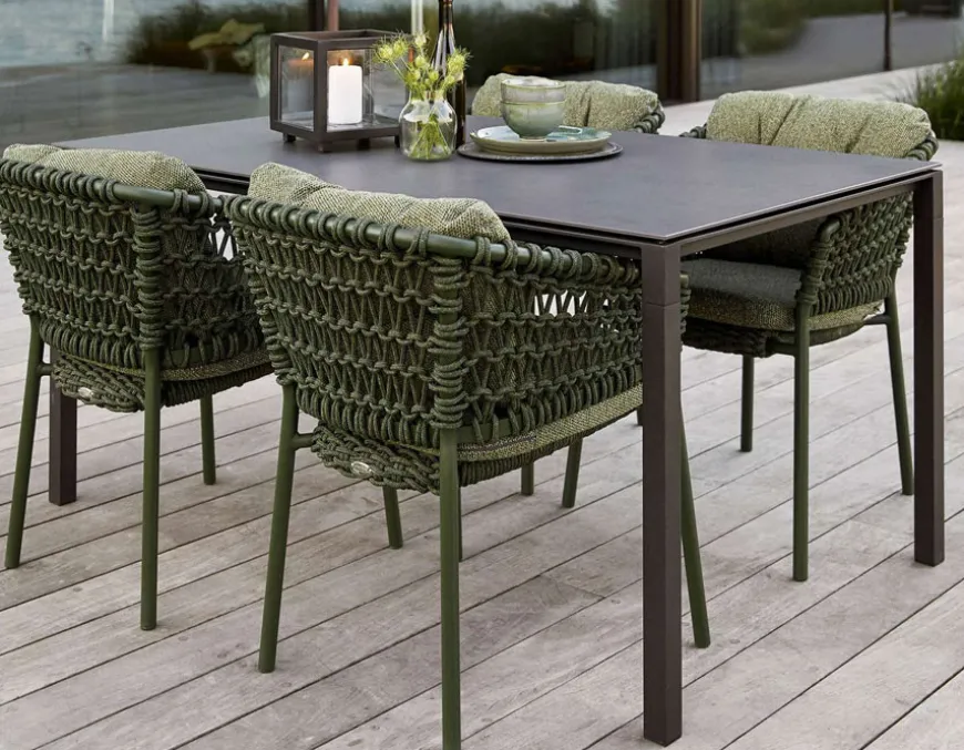 Cane-line Pure Havebord 90x150 cm - Lavagrå m/sort bordplade