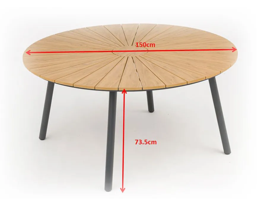 DaneLine Adam Havebord - Nonwood - Ø150 cm - Grå