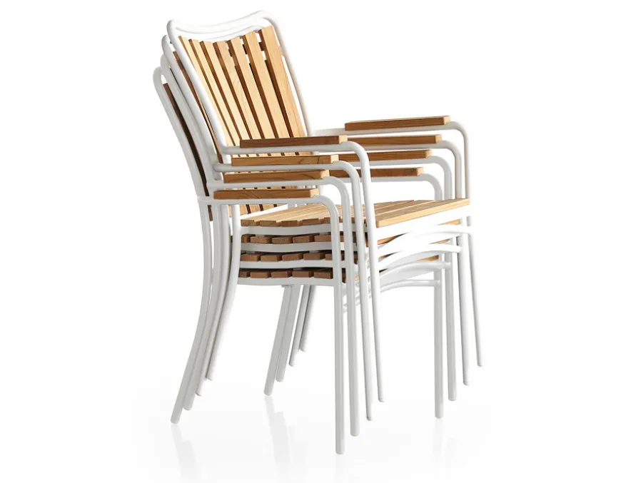DaneLine Eva Teak Cafésæt - Ø70 cm - Hvid