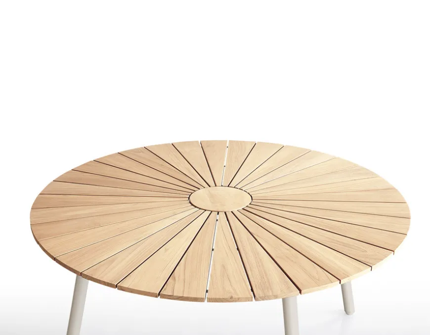 DaneLine Eva Teak Havebord - Ø110 cm - Latte