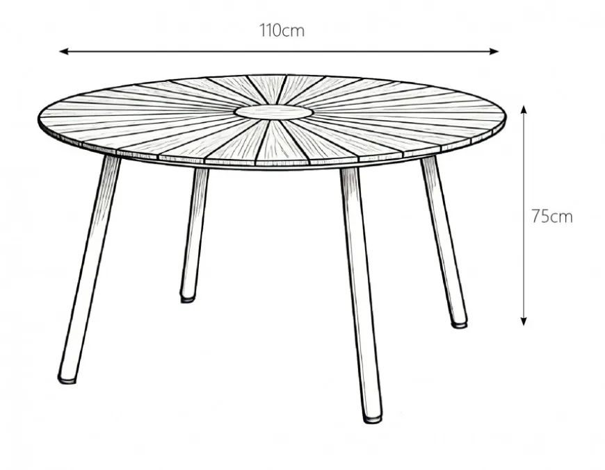 DaneLine Eva Teak Havebord - Ø110 cm - Latte