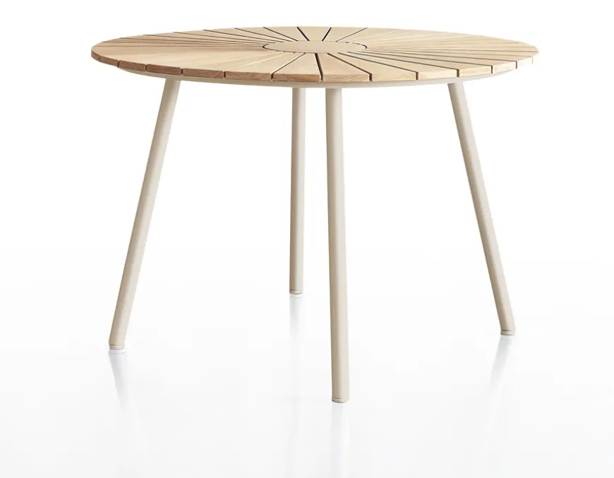 DaneLine Eva Teak Havebord - Ø110 cm - Latte