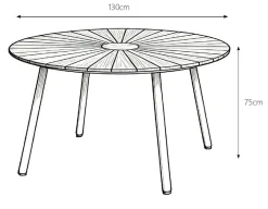 DaneLine Eva Teak Havebord - Ø130 cm - Latte