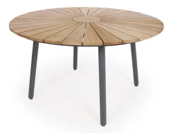 DaneLine Eva Teak Havebord - Ø130 cm - Grå