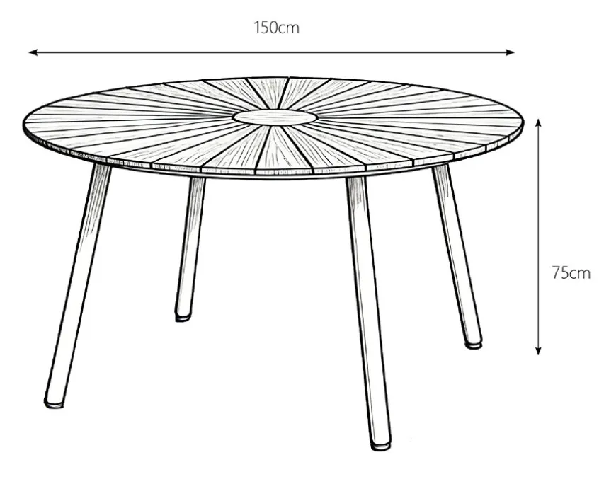 DaneLine Eva Teak Havebord - Ø150 cm - Latte