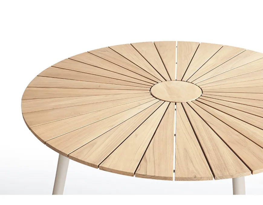 DaneLine Eva Teak Havebord - Ø150 cm - Latte