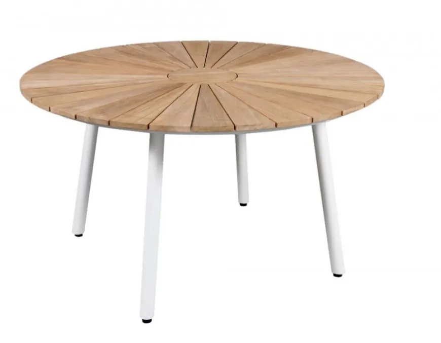 DaneLine Eva Teak Havebord - Ø130 cm - Hvid