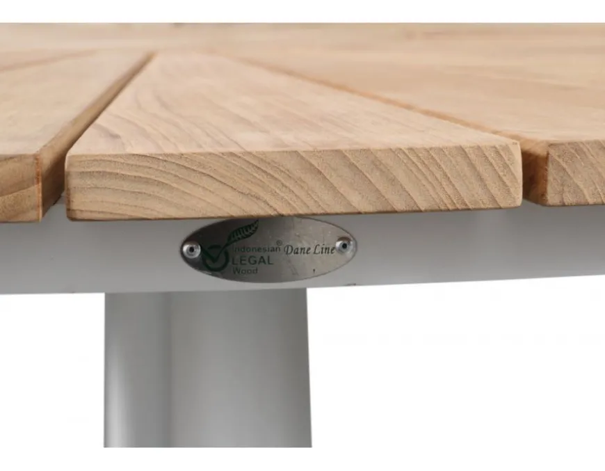DaneLine Eva Teak Havebord - Ø130 cm - Hvid
