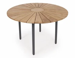 DaneLine Eva Teak Havebord - Ø110 cm - Grå