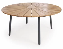 DaneLine Eva Teak Havebord - Ø150 cm - Grå