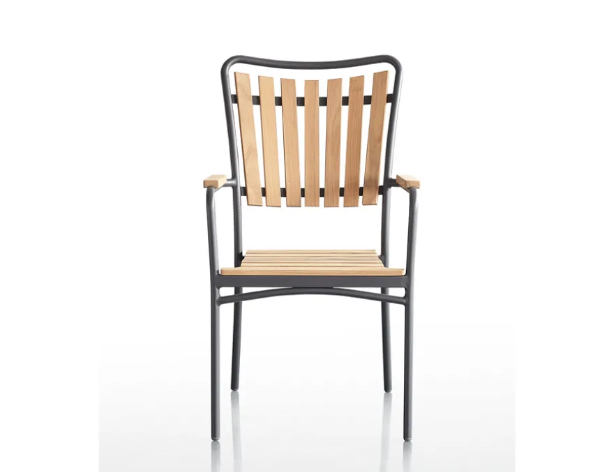 DaneLine Eva Teak Havemøbelsæt m/4 stole - 90x160 cm - Grå