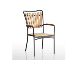DaneLine Eva Teak Havemøbelsæt m/4 stole - 90x160 cm - Grå