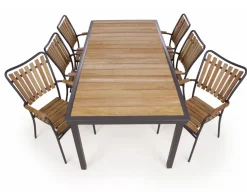DaneLine Eva Teak Havemøbelsæt - 102x219 cm - Grå
