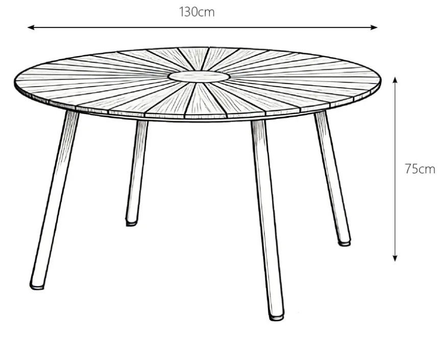 DaneLine Eva Teak Havemøbelsæt - Ø130 cm - Latte