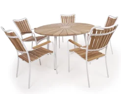 DaneLine Eva Teak Havemøbelsæt - Ø130 cm - Hvid