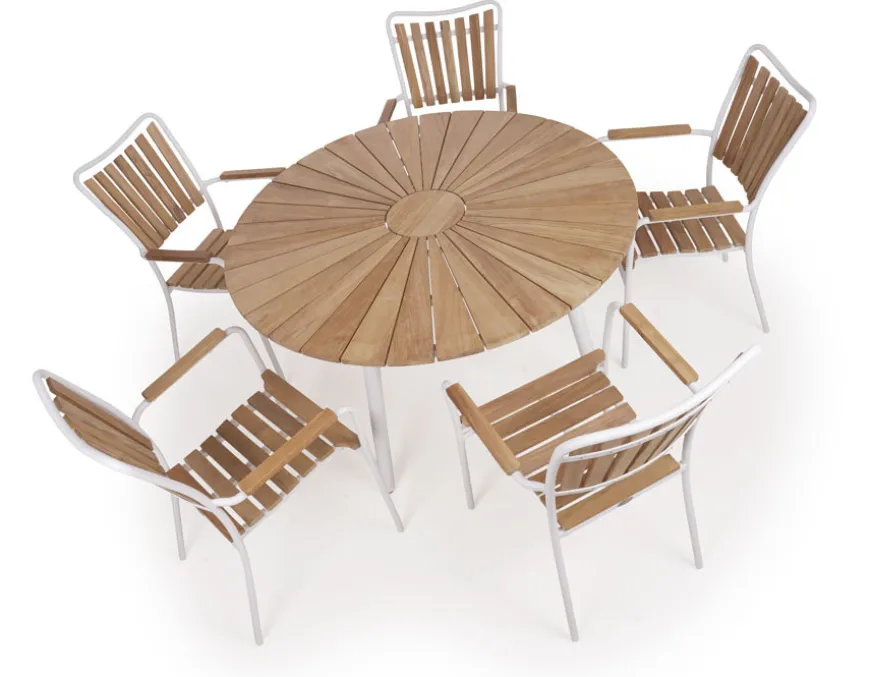 DaneLine Eva Teak Havemøbelsæt - Ø130 cm - Hvid