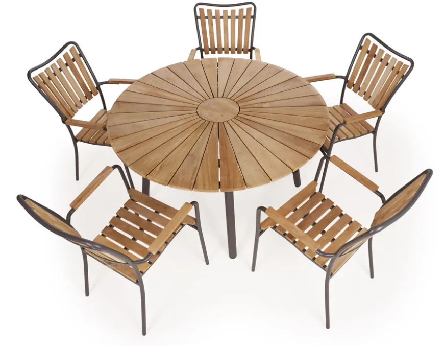 DaneLine Eva Teak Havemøbelsæt - Ø130 cm - Grå
