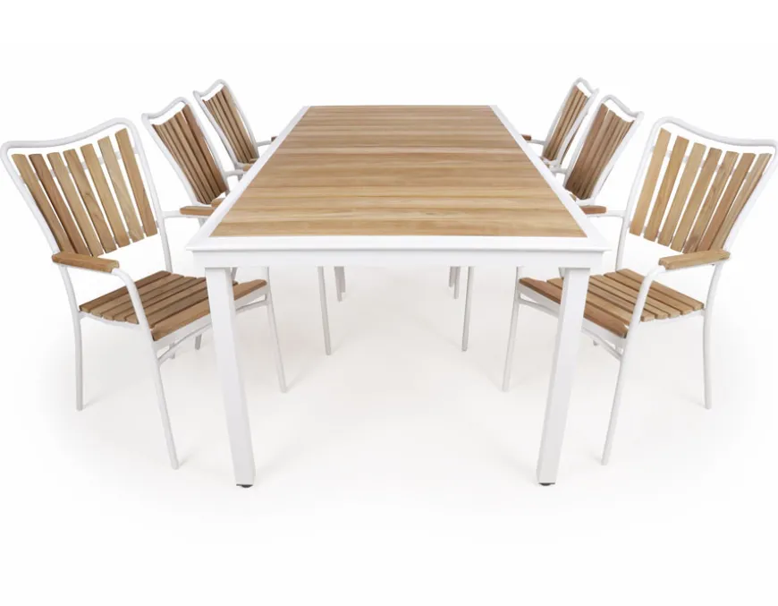 DaneLine Eva Teak Havemøbelsæt - 102x219 cm - Hvid