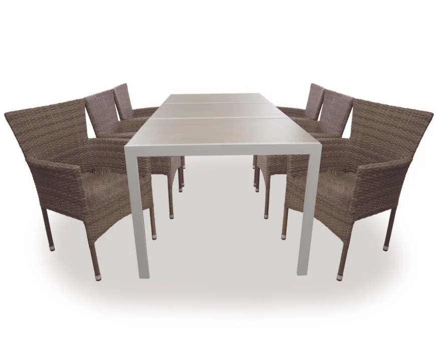 Fanø Cebu Keramik Havemøbelsæt - 90x195 cm - Dusty/Beige