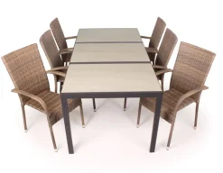 Fanø Geneve Keramik Havemøbelsæt - 90x195 cm - Dusty/beige