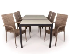 Fanø Geneve Keramik Havemøbelsæt - 90x195 cm - Dusty/beige