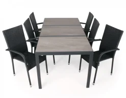 Fanø Geneve Keramik Havemøbelsæt - 90x195 cm - Sort/grå
