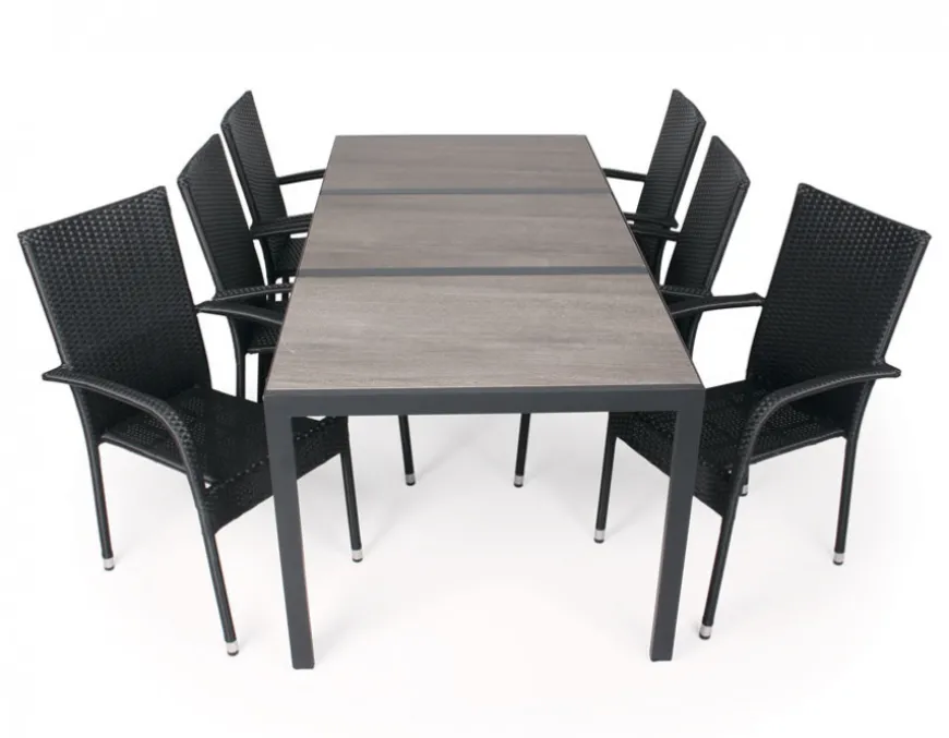 Fanø Geneve Keramik Havemøbelsæt - 90x195 cm - Sort/grå