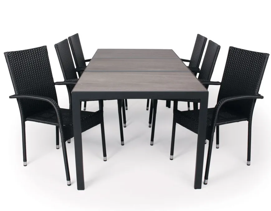 Fanø Geneve Keramik Havemøbelsæt - 90x195 cm - Sort/grå
