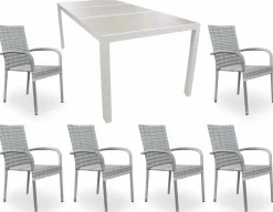 Fanø Geneve Keramik Havemøbelsæt - 90x195 cm - Lysgrå