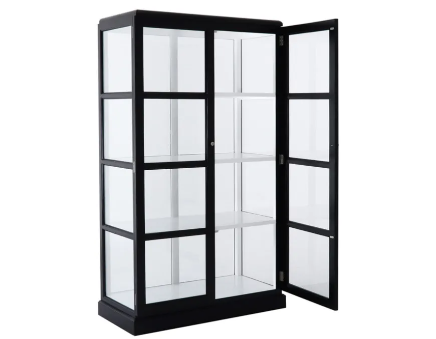 Glasskab m/2 låger - Sort