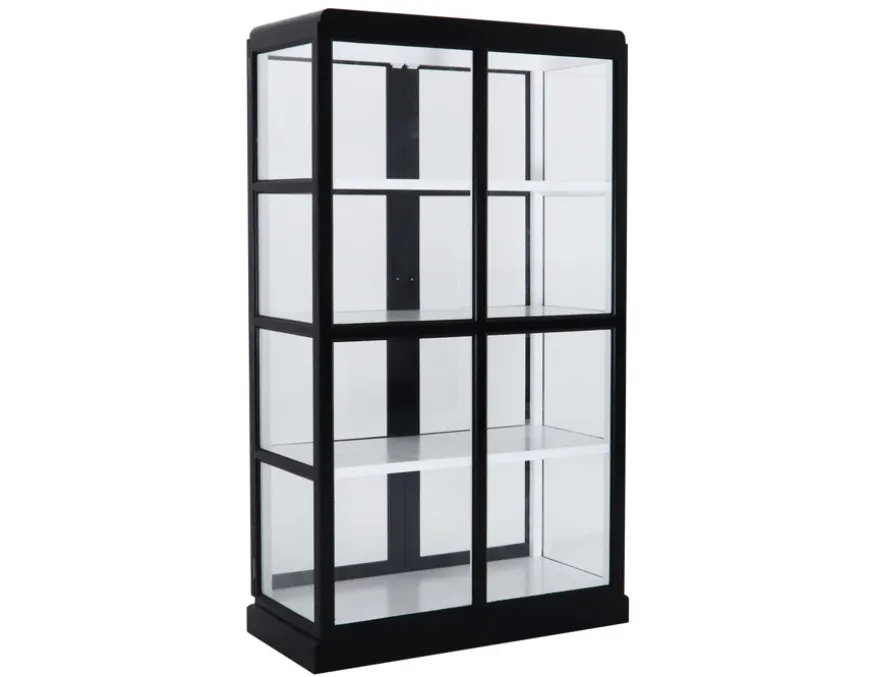 Glasskab m/2 låger - Sort
