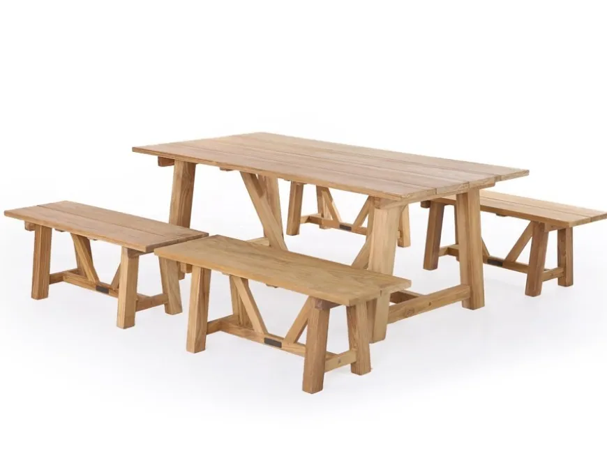 Hercules 246 Teak - Sæt m/4 bænke