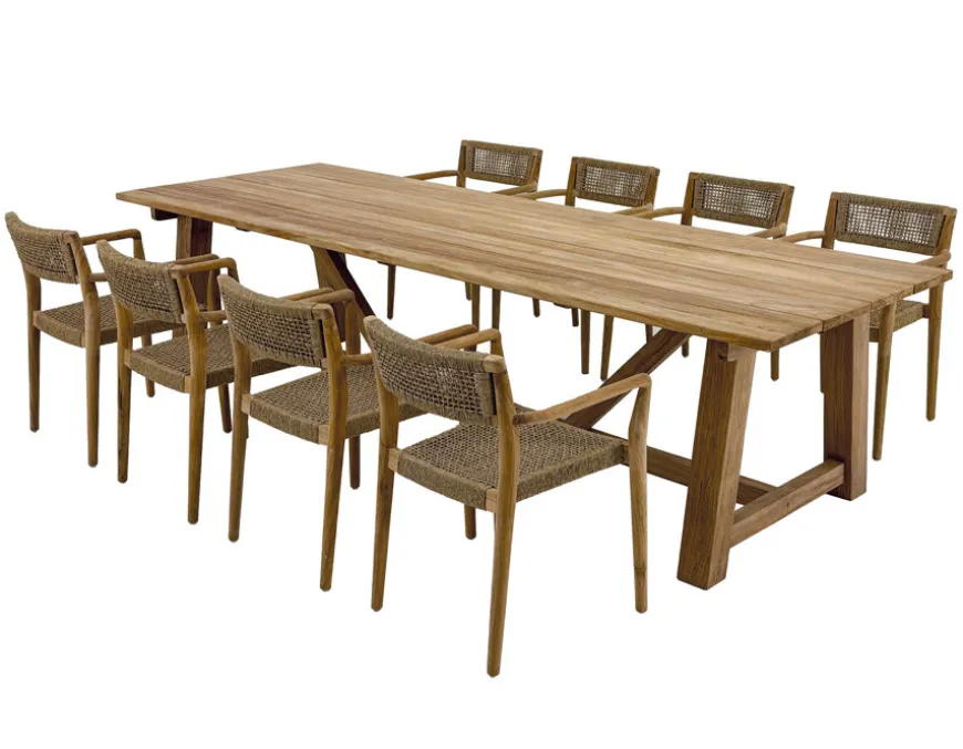 Hercules Manja Teak havemøbelsæt m/8 stole - 100x290 cm