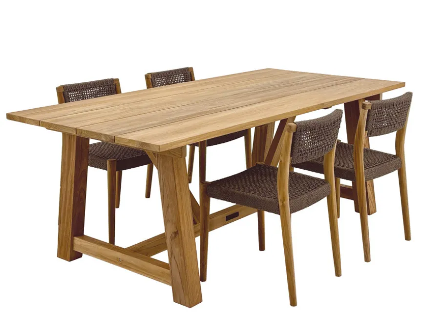 Hercules Tonka Teak havemøbelsæt m/4 stole - 100x200 cm
