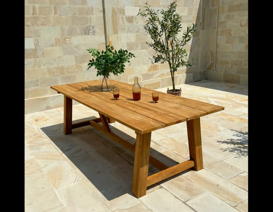 Hercules Tonka Teak havemøbelsæt m/6 stole - 100x246 cm