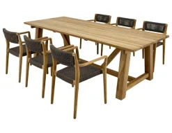 Hercules Tonka Teak havemøbelsæt m/6 stole - 100x246 cm