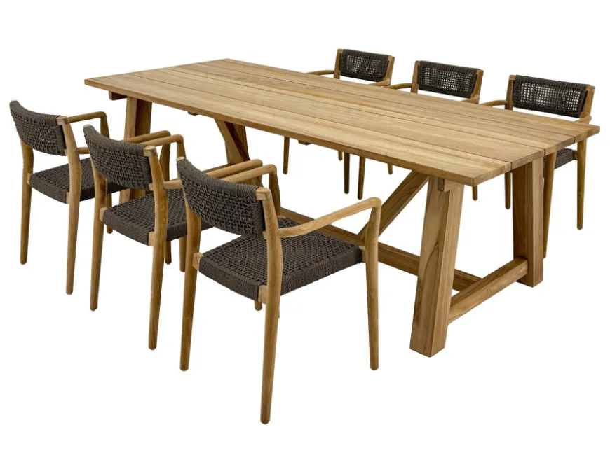Hercules Tonka Teak havemøbelsæt m/6 stole - 100x246 cm