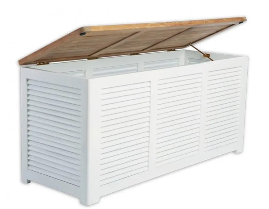 Hvid hyndebox m/teak låg