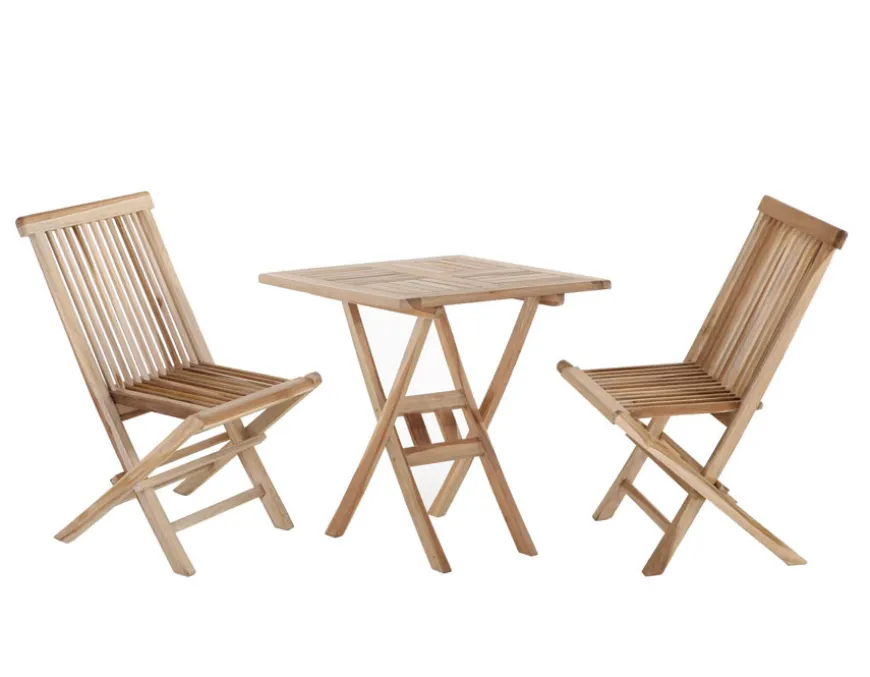 Køln Teak cafesæt - 70x70 cm
