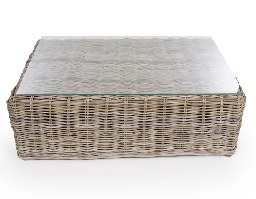 Kubu Sofabord m/glasplade - Naturrattan